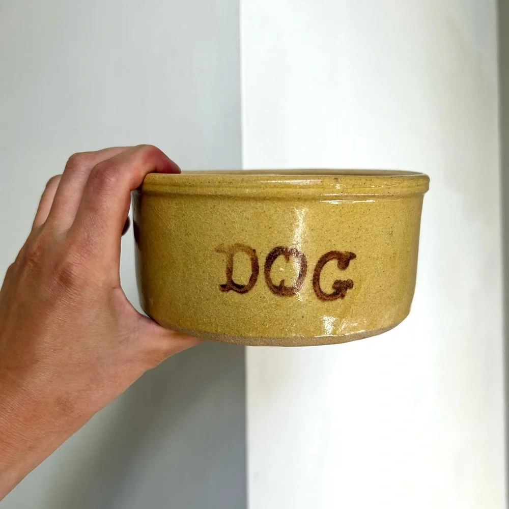 Vintage Stoneware Mid Century Robinson Ransbottom Roseville Dog Bowl